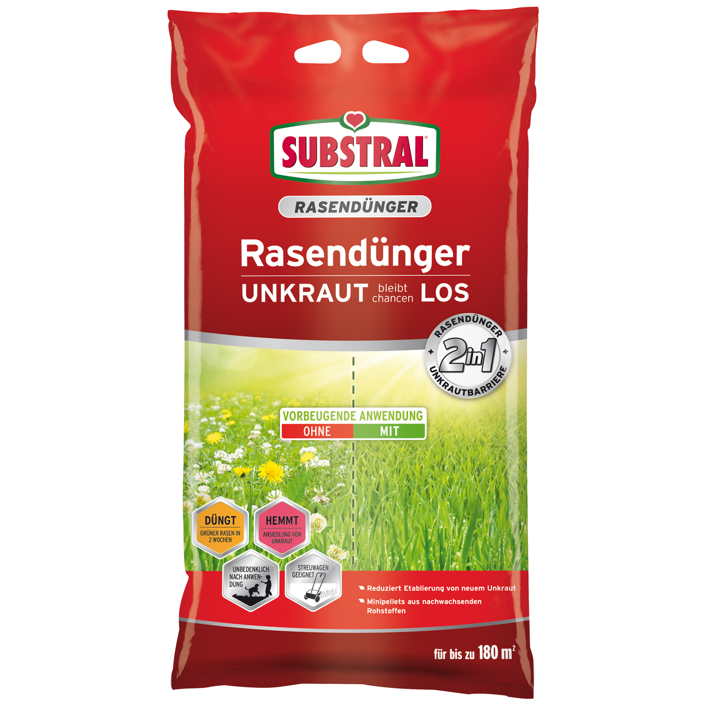 SUBSTRAL® 2in1 Rasendünger Unkraut bleibt chancenLOS
