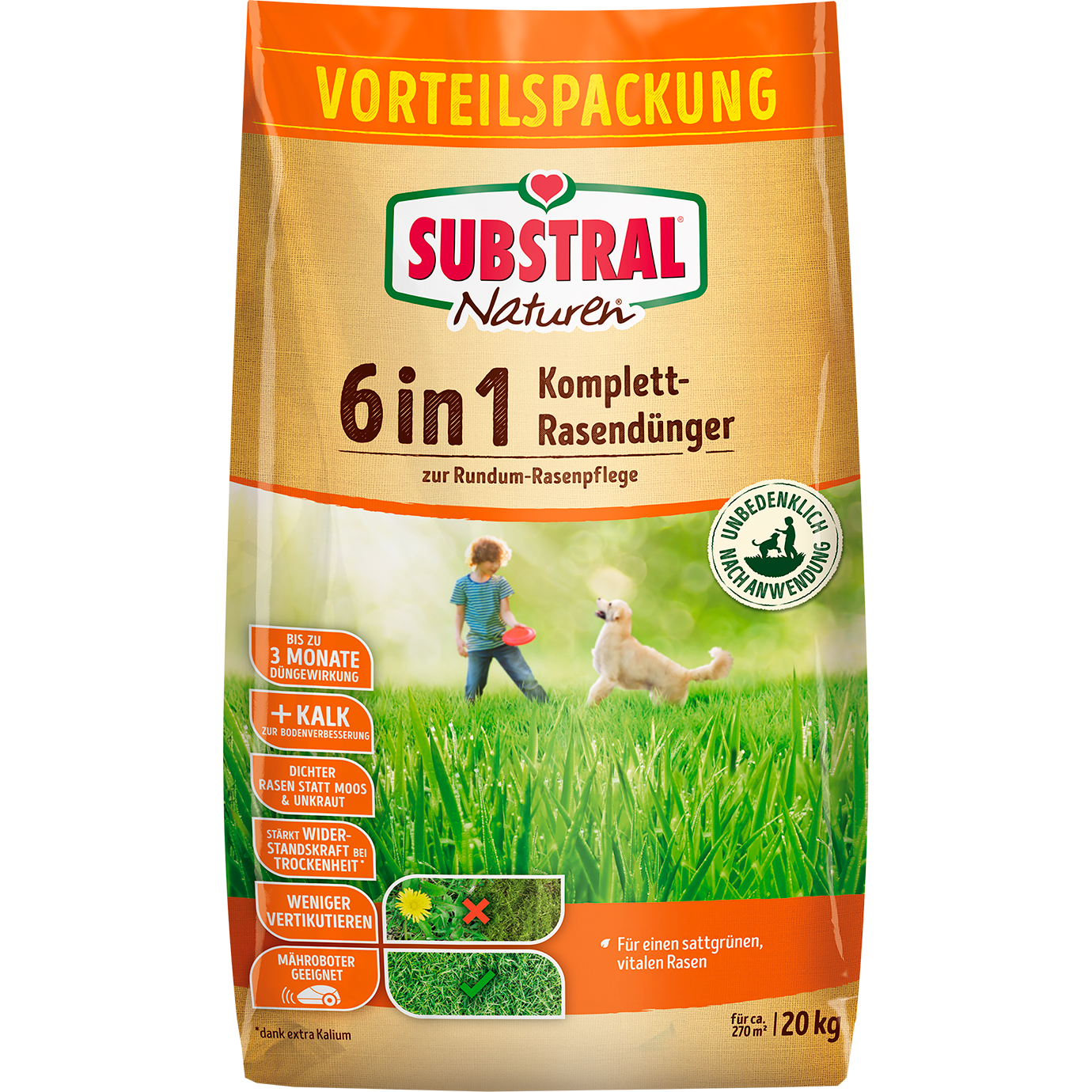 SUBSTRAL® Naturen® 6 in 1 Komplett-Rasendünger